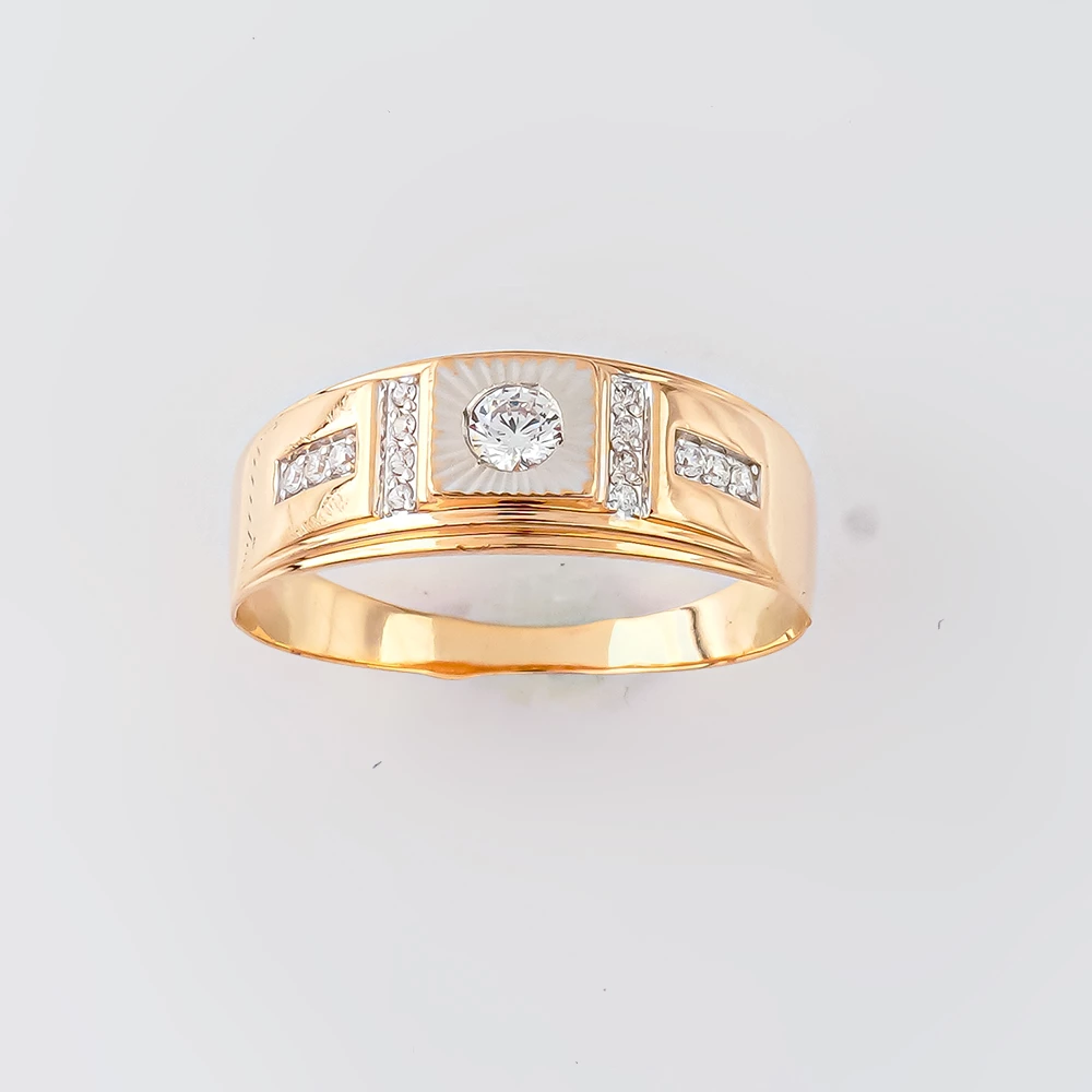 Кольцо с фианитом из красного золота 585 пробы