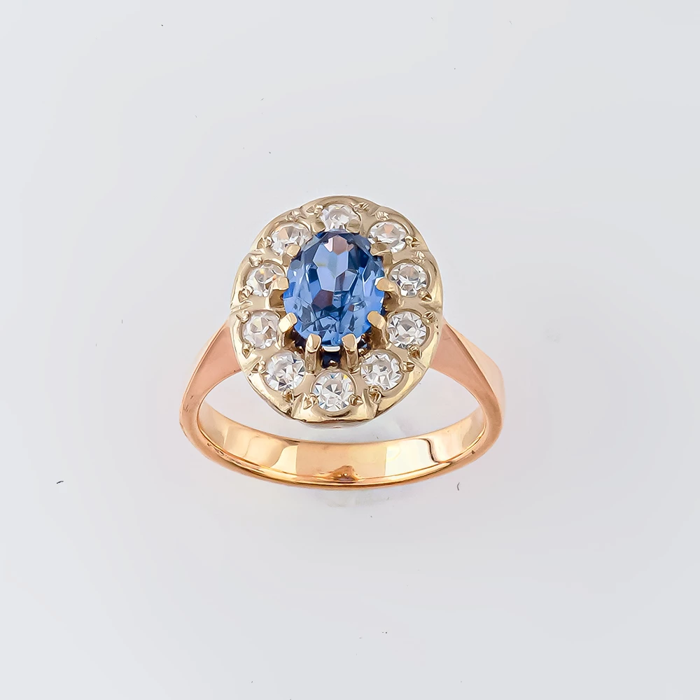 Кольцо с фианитом из красного золота 583 пробы