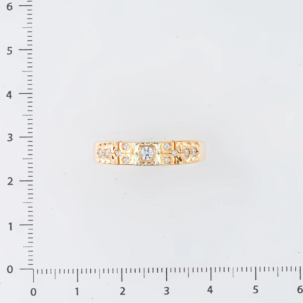 Кольцо с фианитом из красного золота 585 пробы