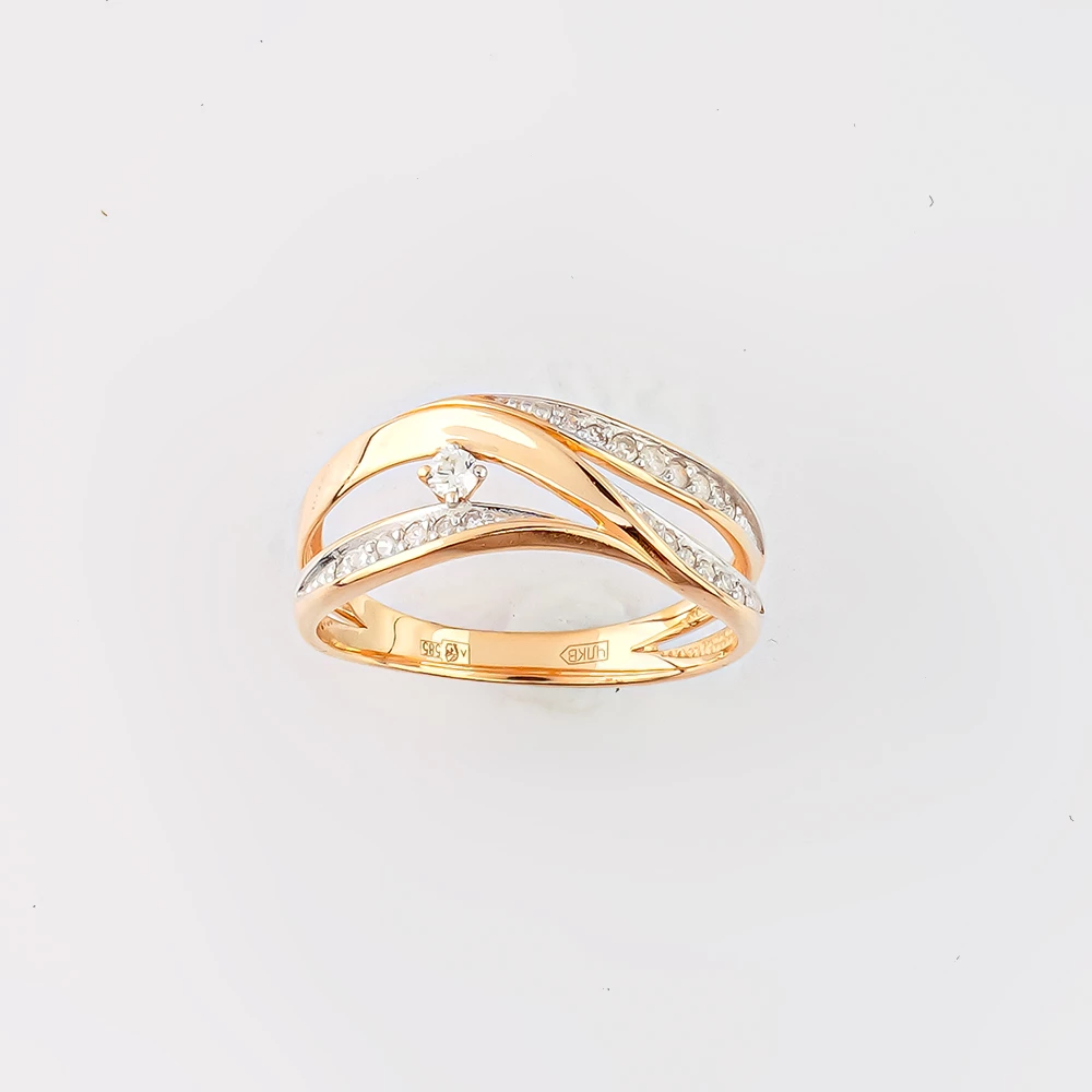 Кольцо с бриллиантом из красного золота 585 пробы