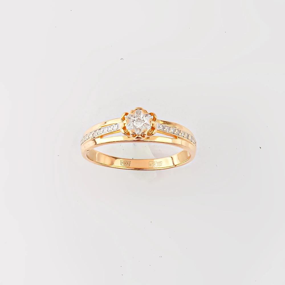 Кольцо с бриллиантом из красного золота 585 пробы