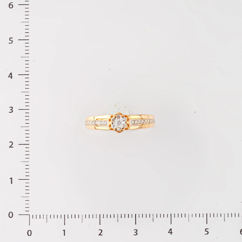 Кольцо с бриллиантом из красного золота 585 пробы