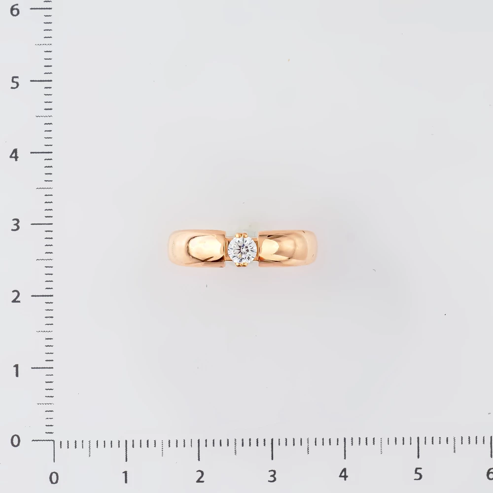 Кольцо с фианитом из красного золота 585 пробы