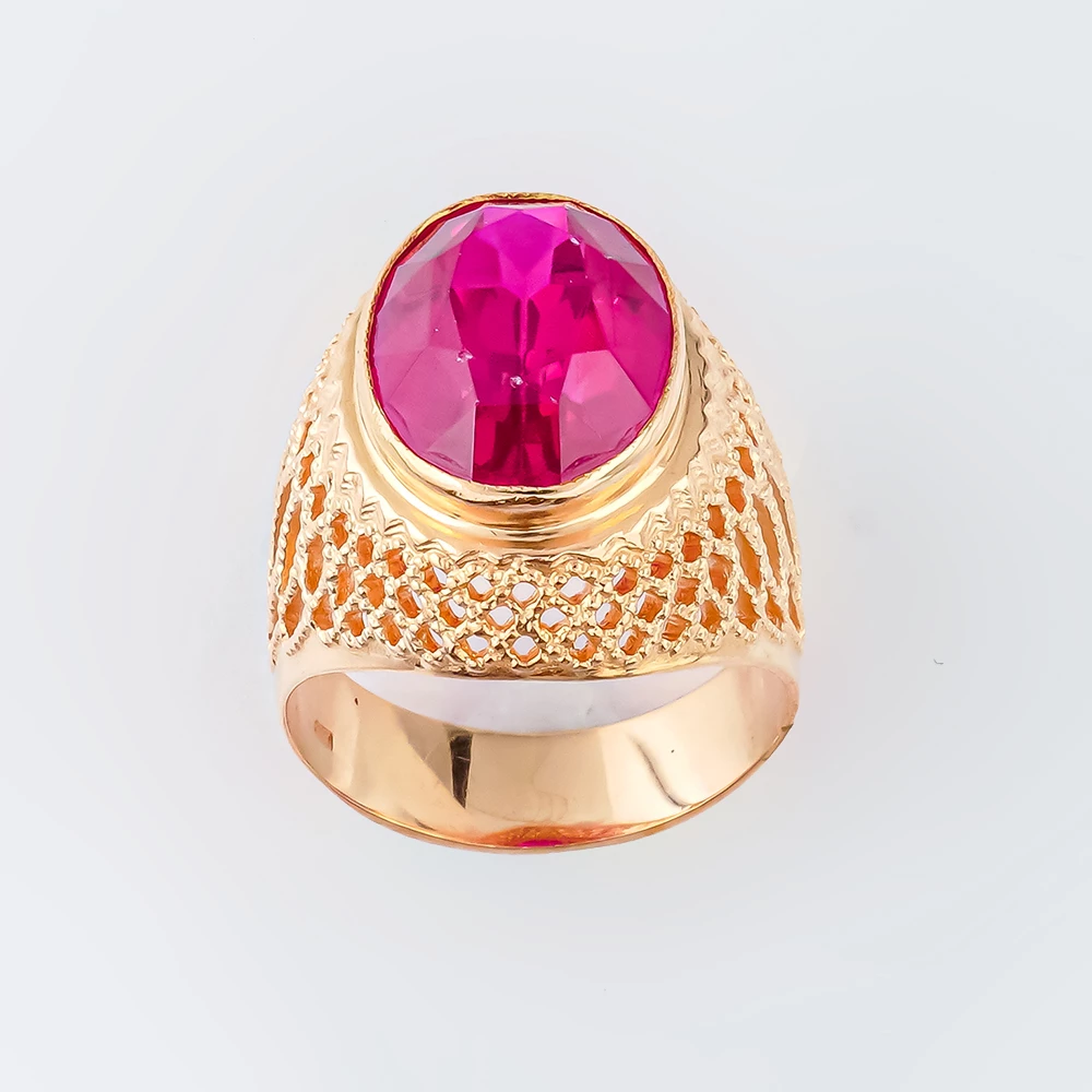 Кольцо с фианитом из красного золота 583 пробы