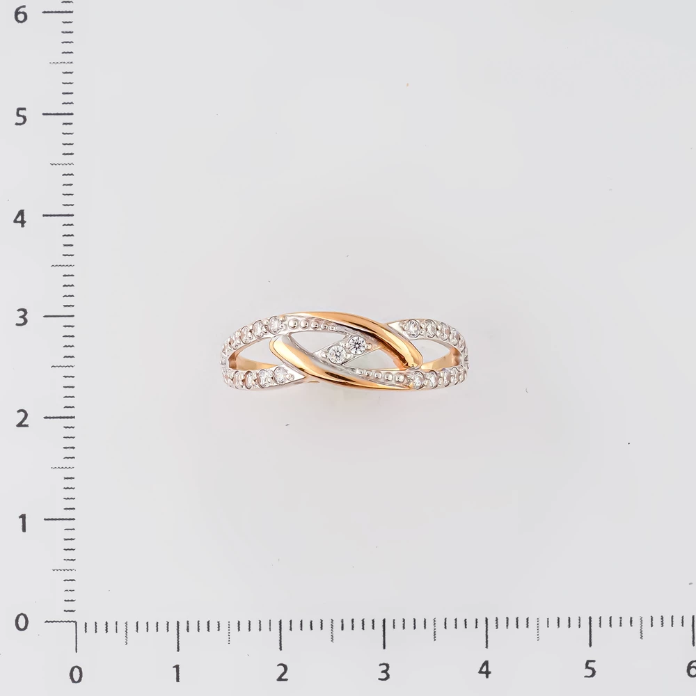 Кольцо с фианитом из красного золота 585 пробы