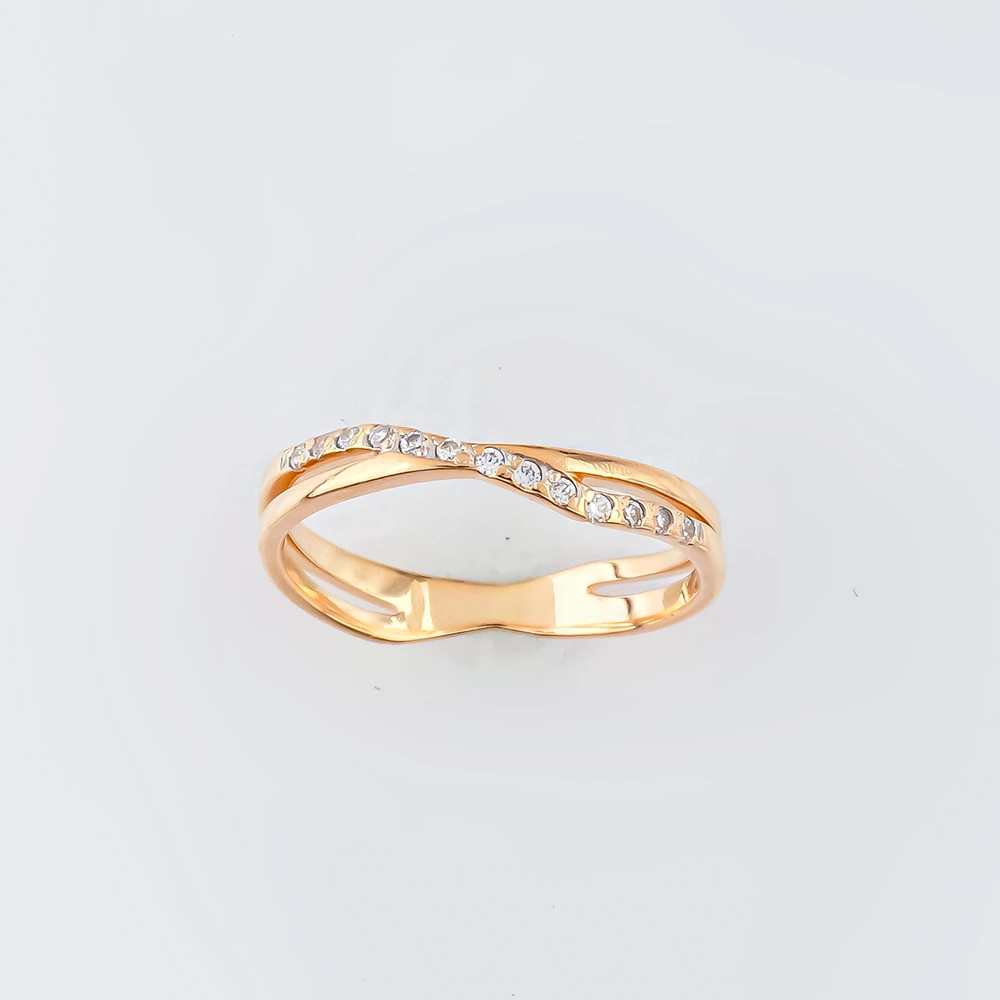 Кольцо с фианитом из красного золота 585 пробы