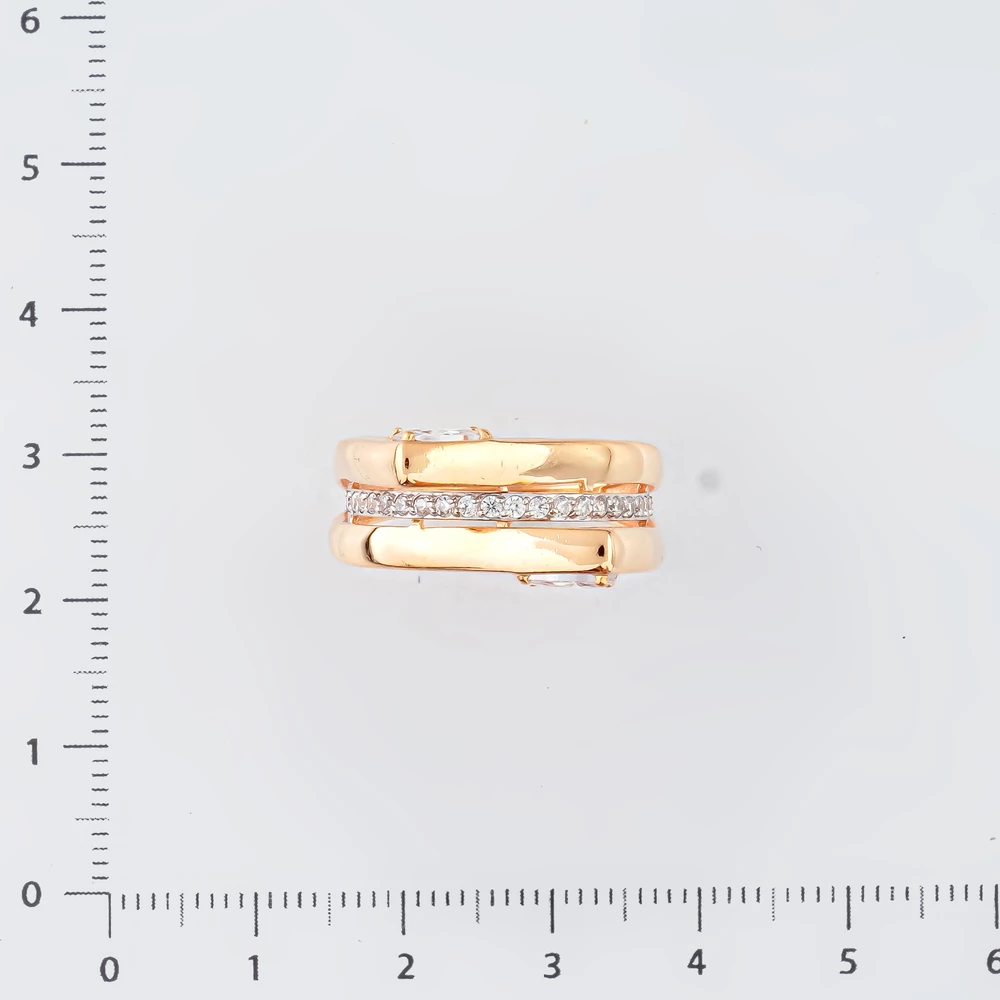 Кольцо с фианитом из красного золота 585 пробы