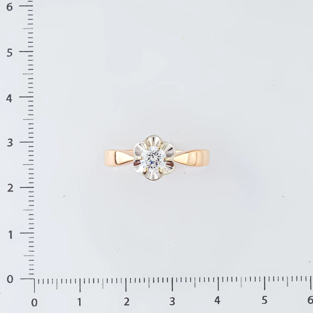 Кольцо с фианитом из красного золота 585 пробы