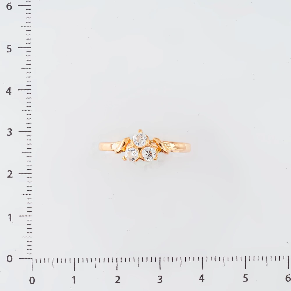 Кольцо с фианитом из красного золота 585 пробы