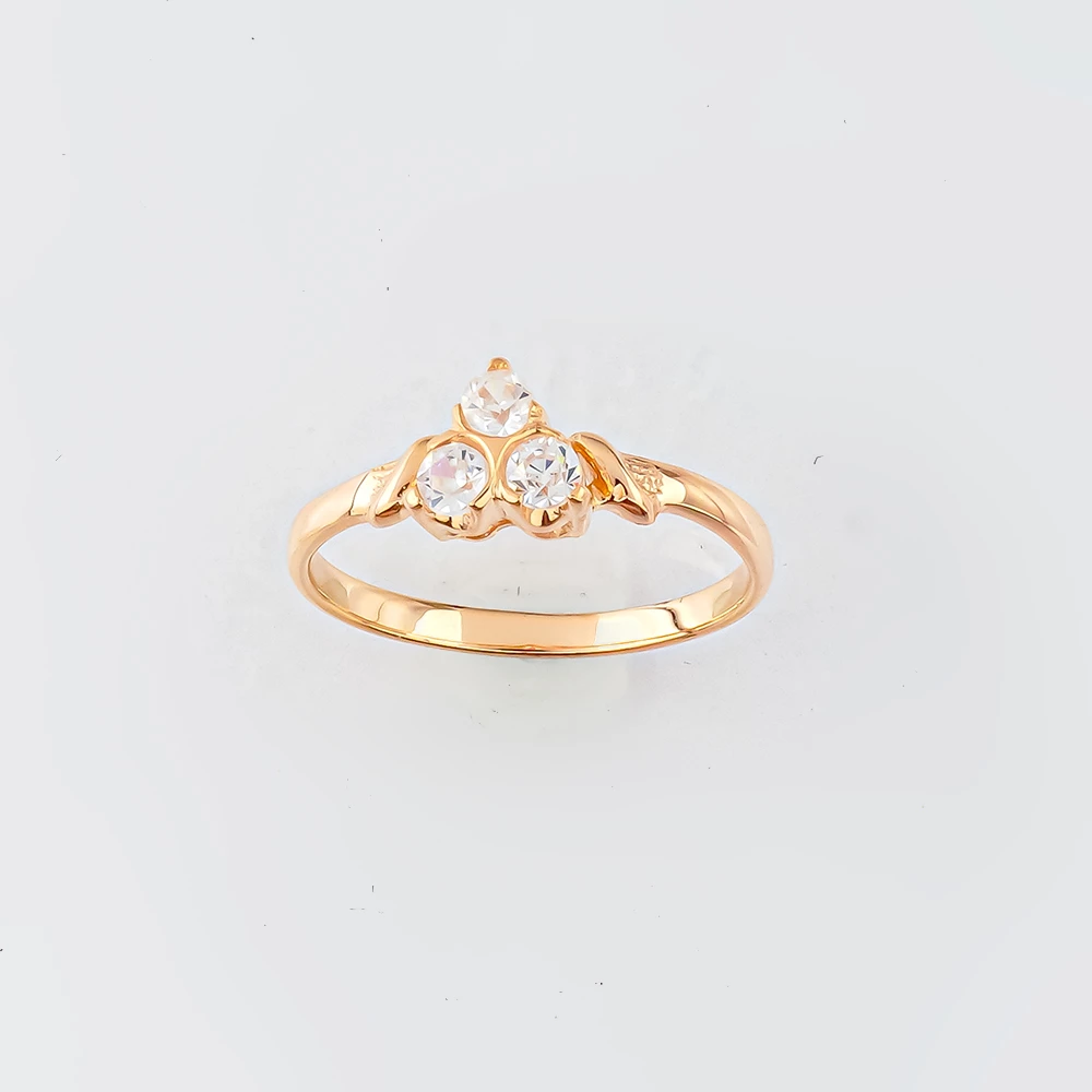 Кольцо с фианитом из красного золота 585 пробы