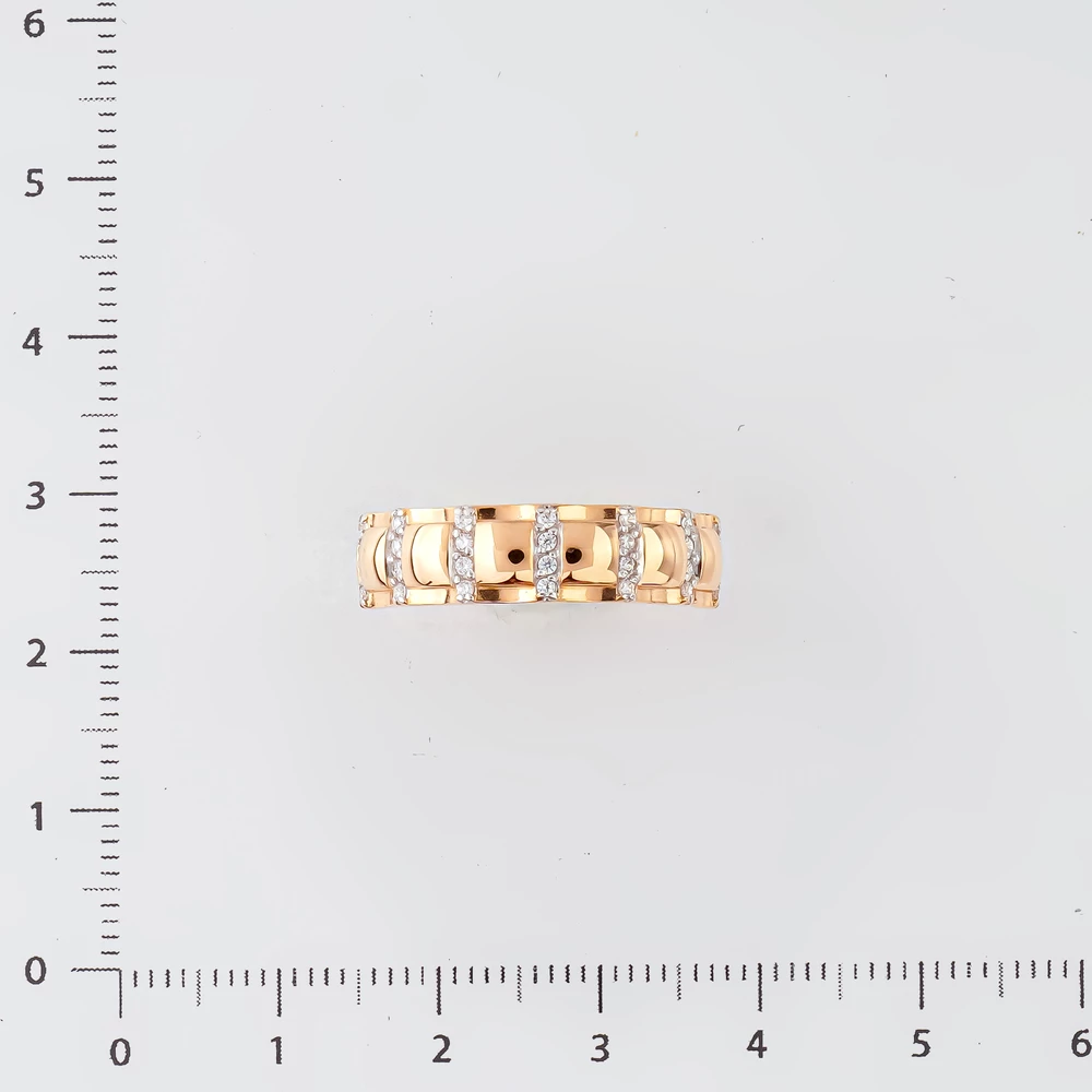 Кольцо с фианитом из красного золота 585 пробы