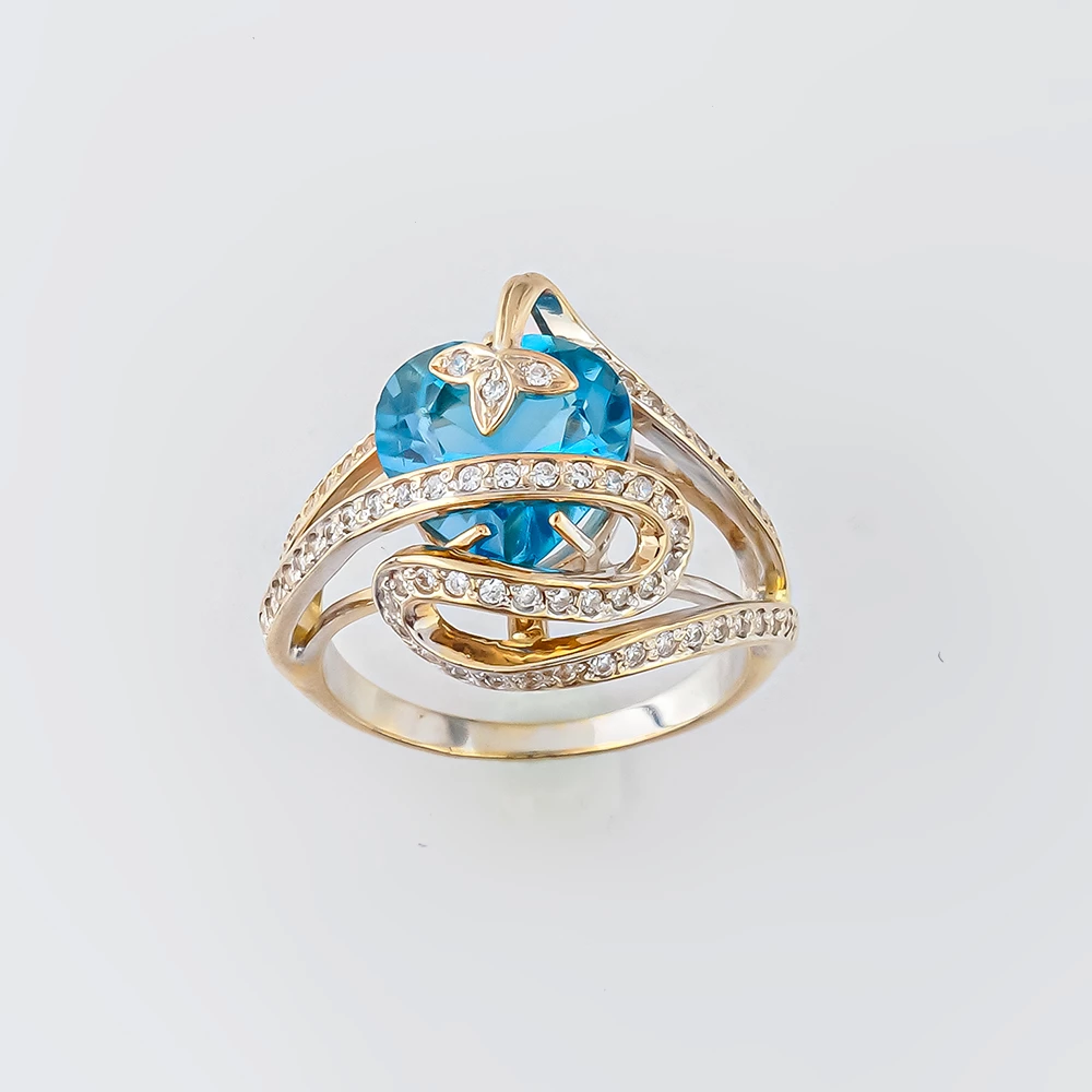 Кольцо с топазом из белого золота 585 пробы