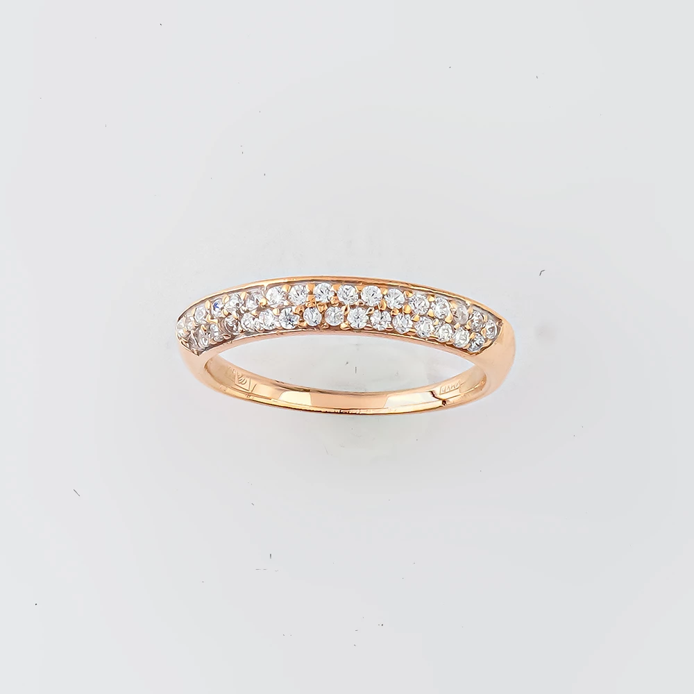 Кольцо с фианитом из красного золота 585 пробы