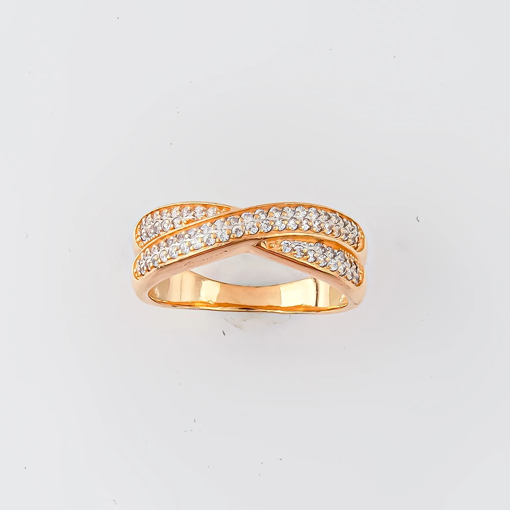 Кольцо с фианитом из красного золота 585 пробы