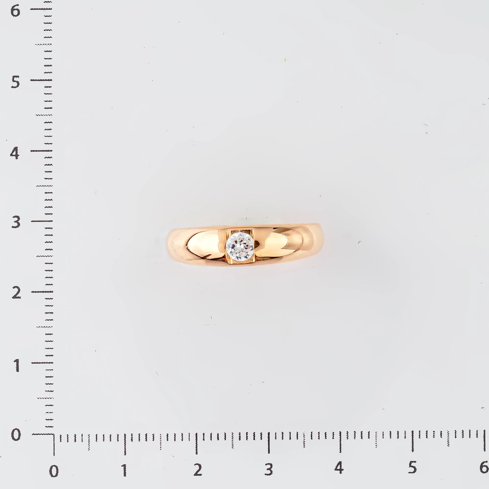 Кольцо с фианитом из красного золота 585 пробы