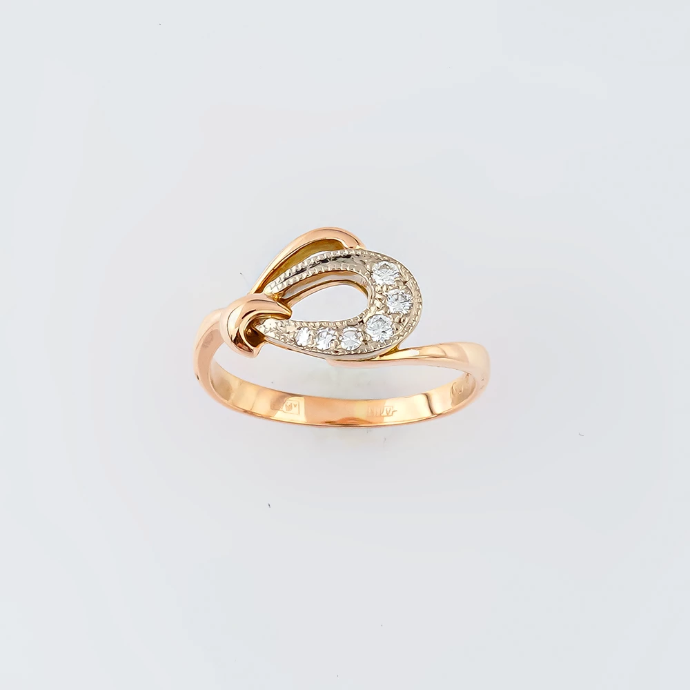 Кольцо с бриллиантом из красного золота 585 пробы