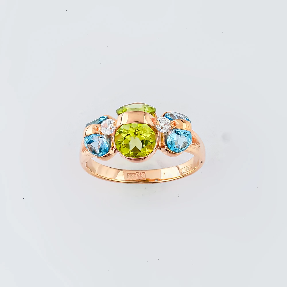 Кольцо с хризолитом из красного золота 585 пробы