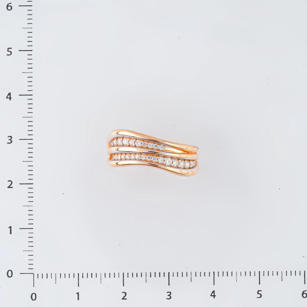 Кольцо с фианитом из красного золота 585 пробы