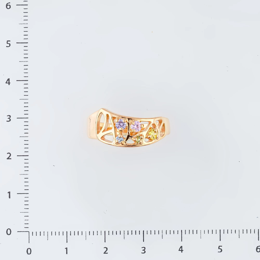 Кольцо с фианитом из красного золота 585 пробы