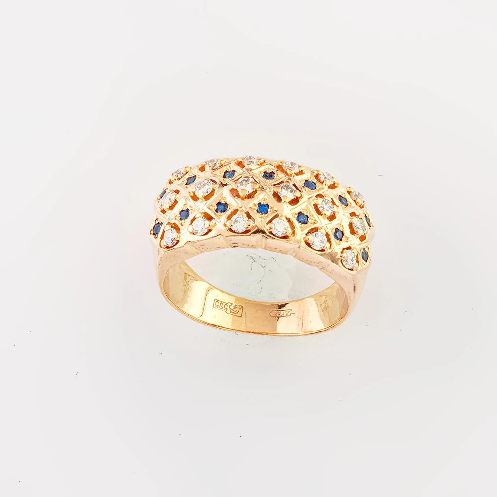 Кольцо с сапфиром из красного золота 585 пробы