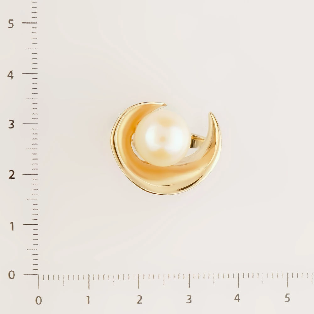 Кольцо с культивированным жемчугом из белого золота 585 пробы