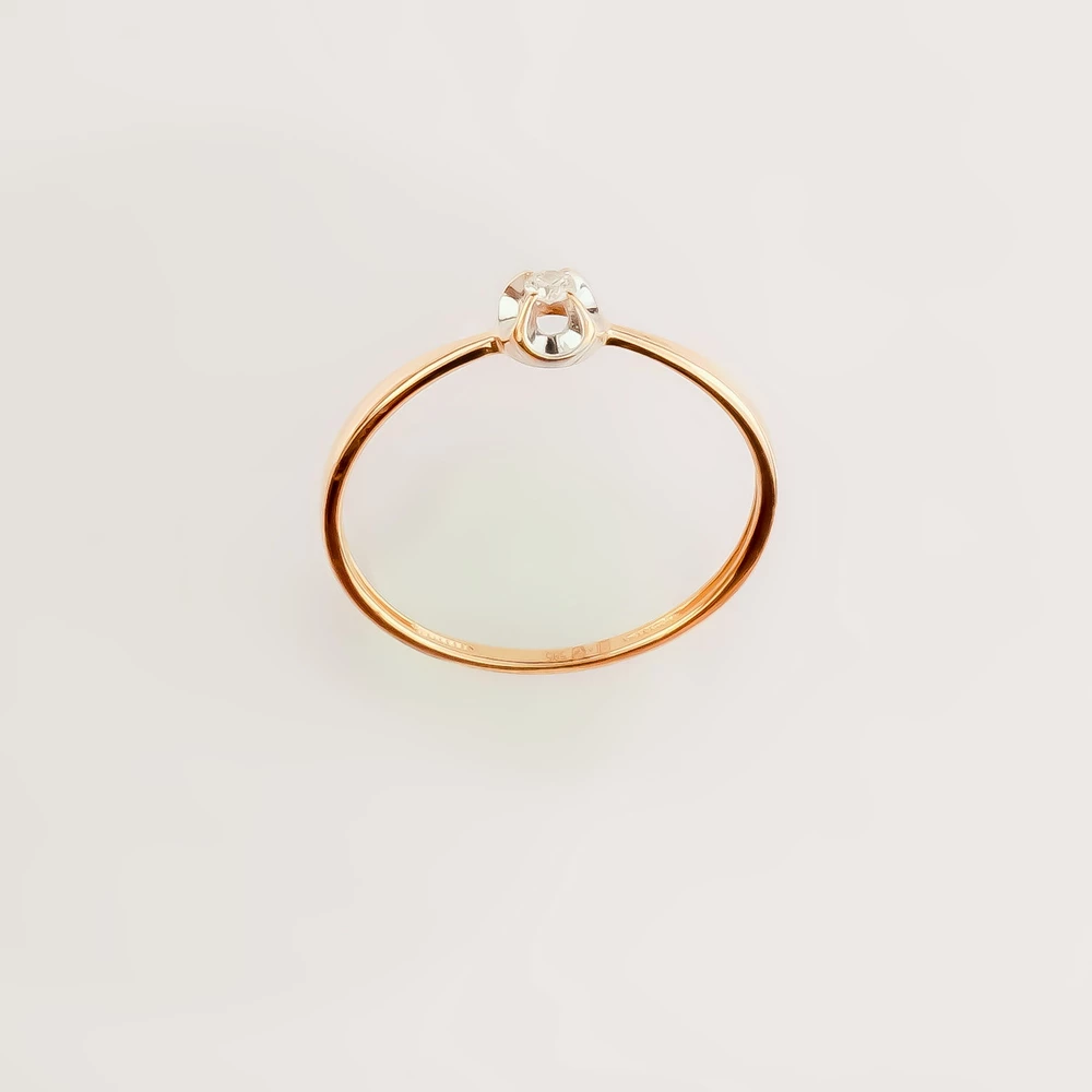 Кольцо с бриллиантом из красного золота 585 пробы