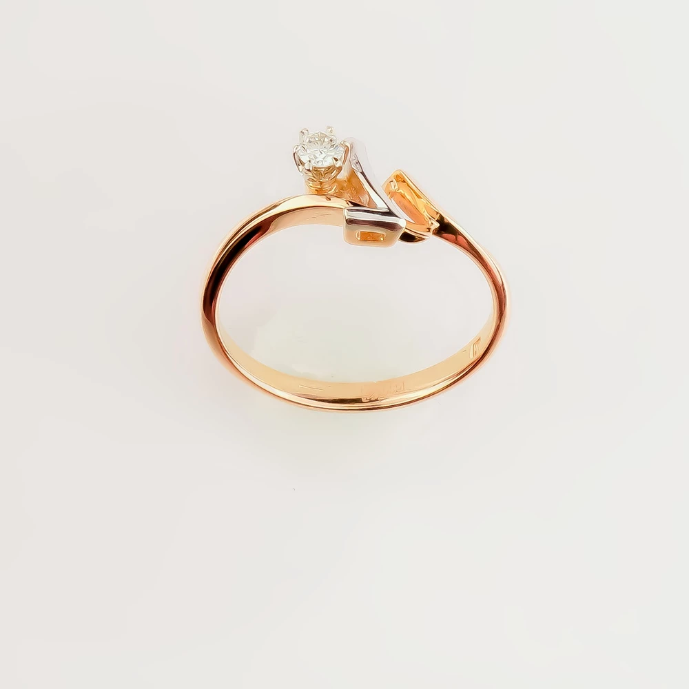 Кольцо с бриллиантом из красного золота 585 пробы