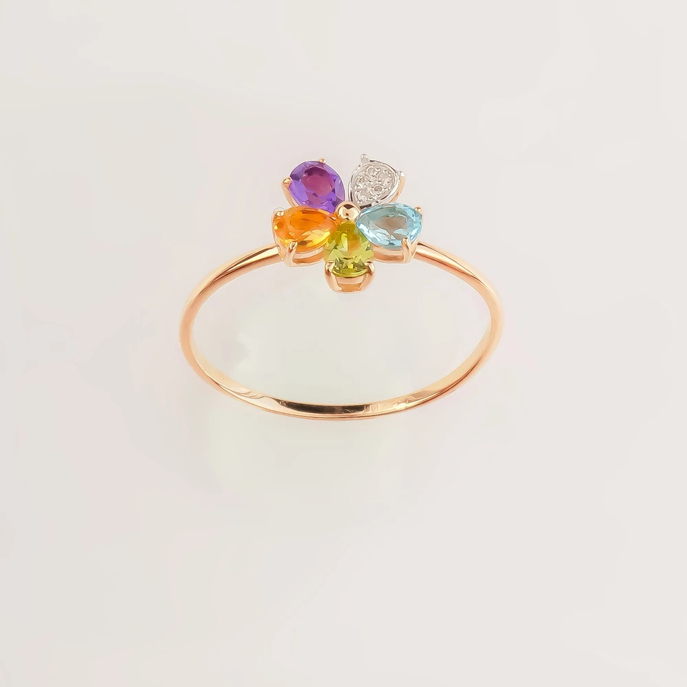 Кольцо с аметистом из красного золота 585 пробы