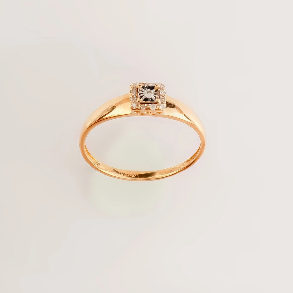 Кольцо с бриллиантом из красного золота 585 пробы