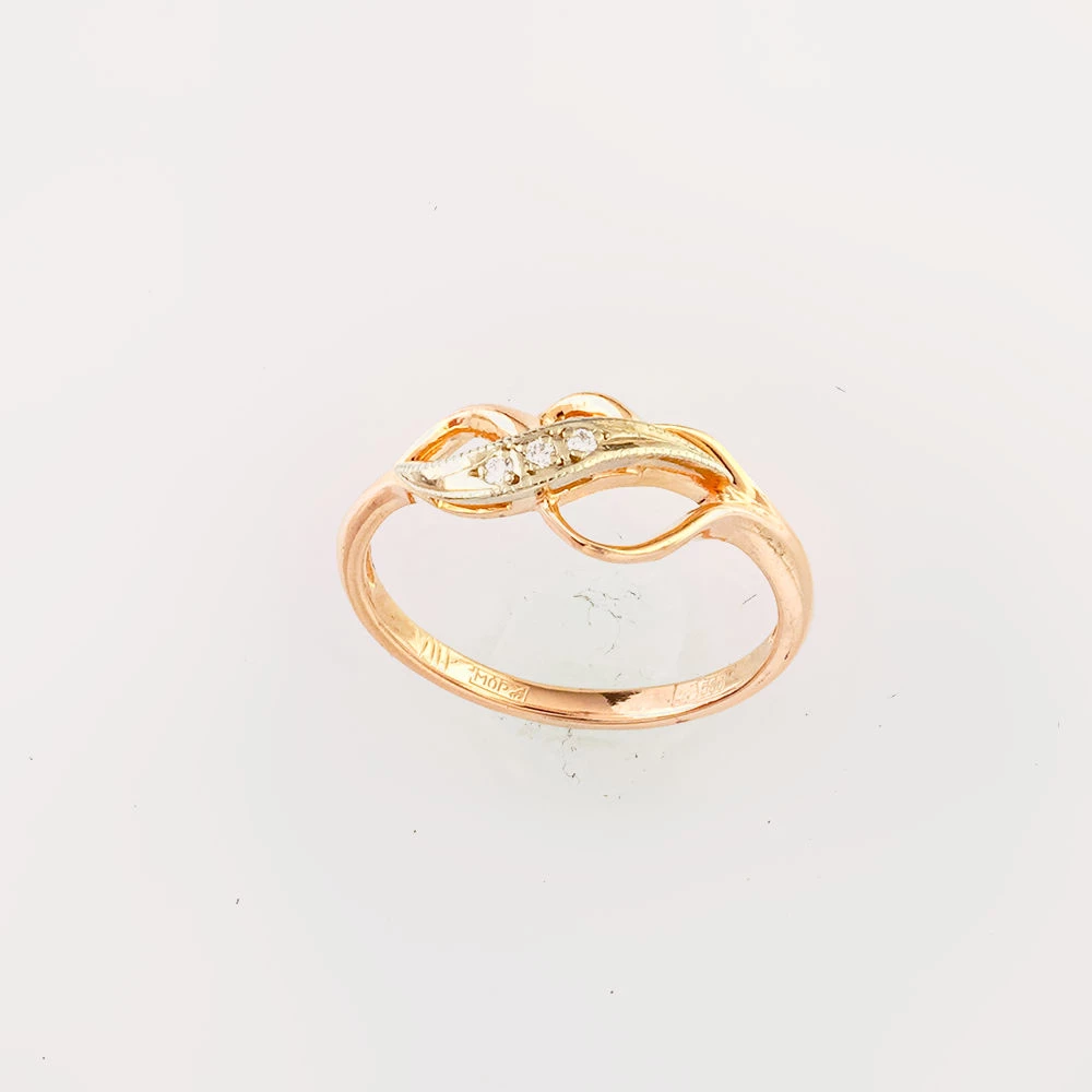 Кольцо с бриллиантом из красного золота 585 пробы