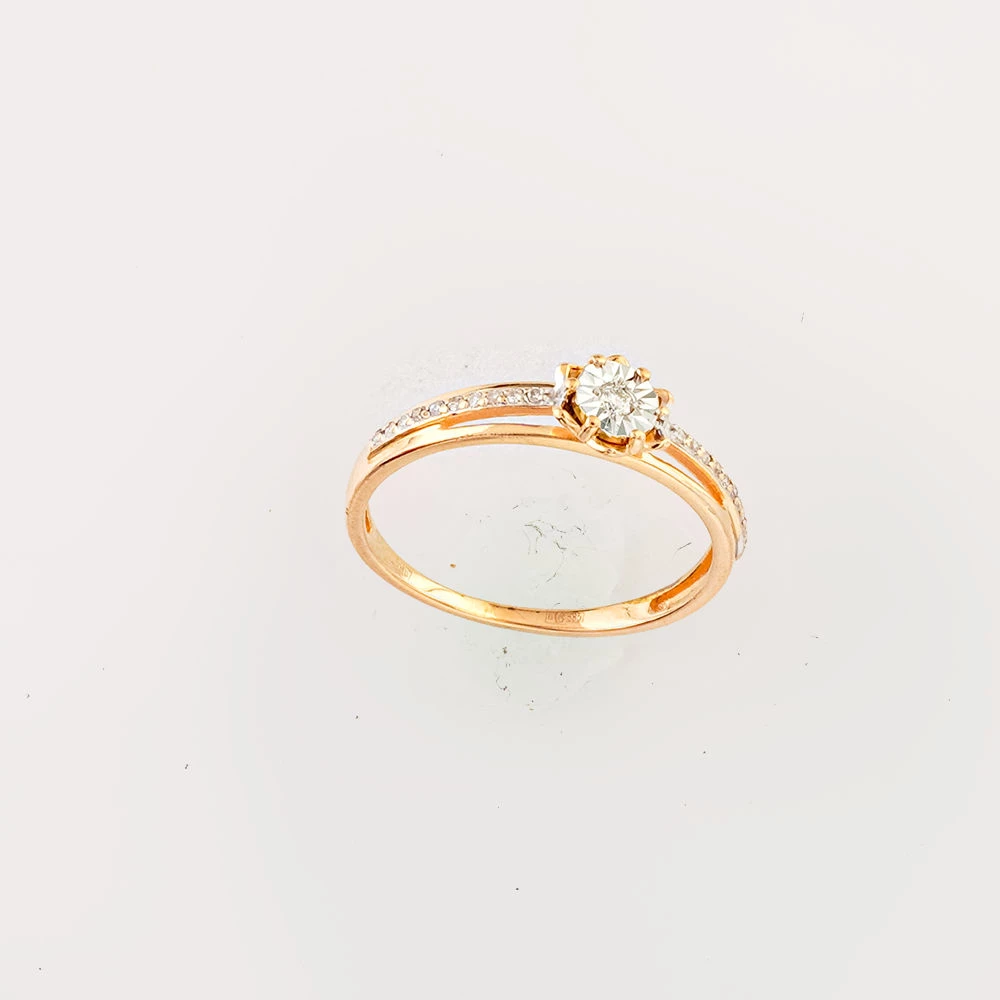 Кольцо с бриллиантом из красного золота 585 пробы