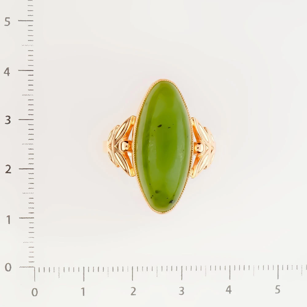 Кольцо с нефритом из красного золота 583 пробы
