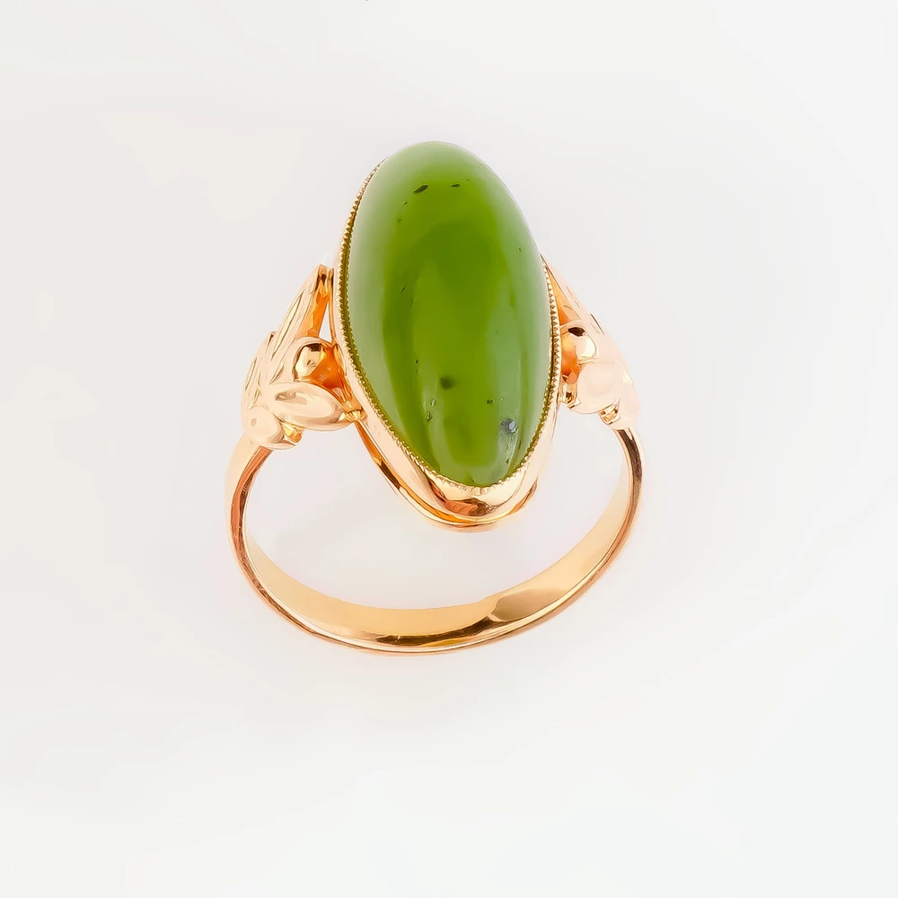 Кольцо с нефритом из красного золота 583 пробы