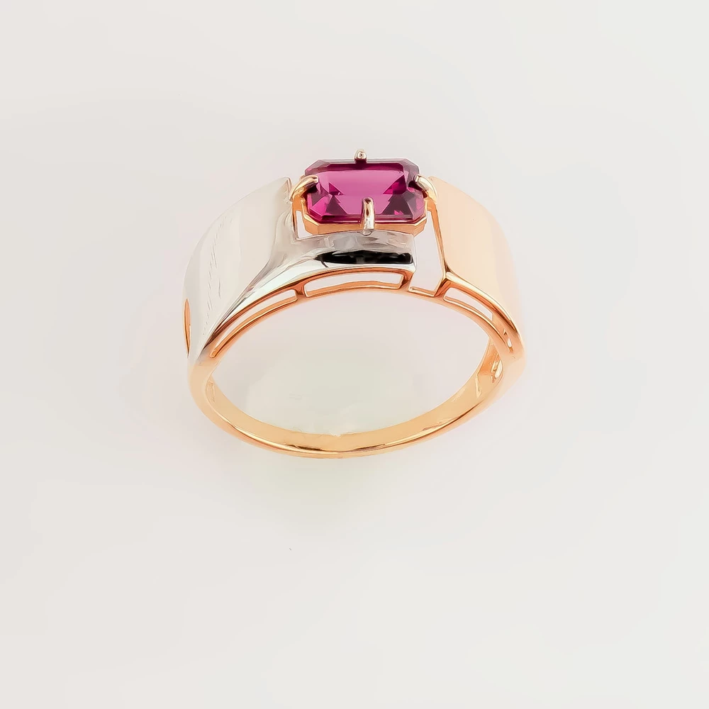 Кольцо с турмалином из красного золота 585 пробы