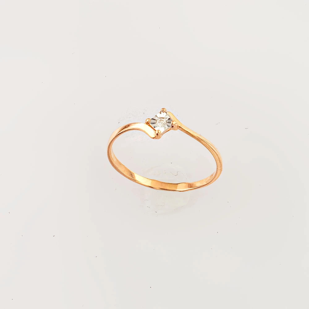 Кольцо с бриллиантом из красного золота 585 пробы