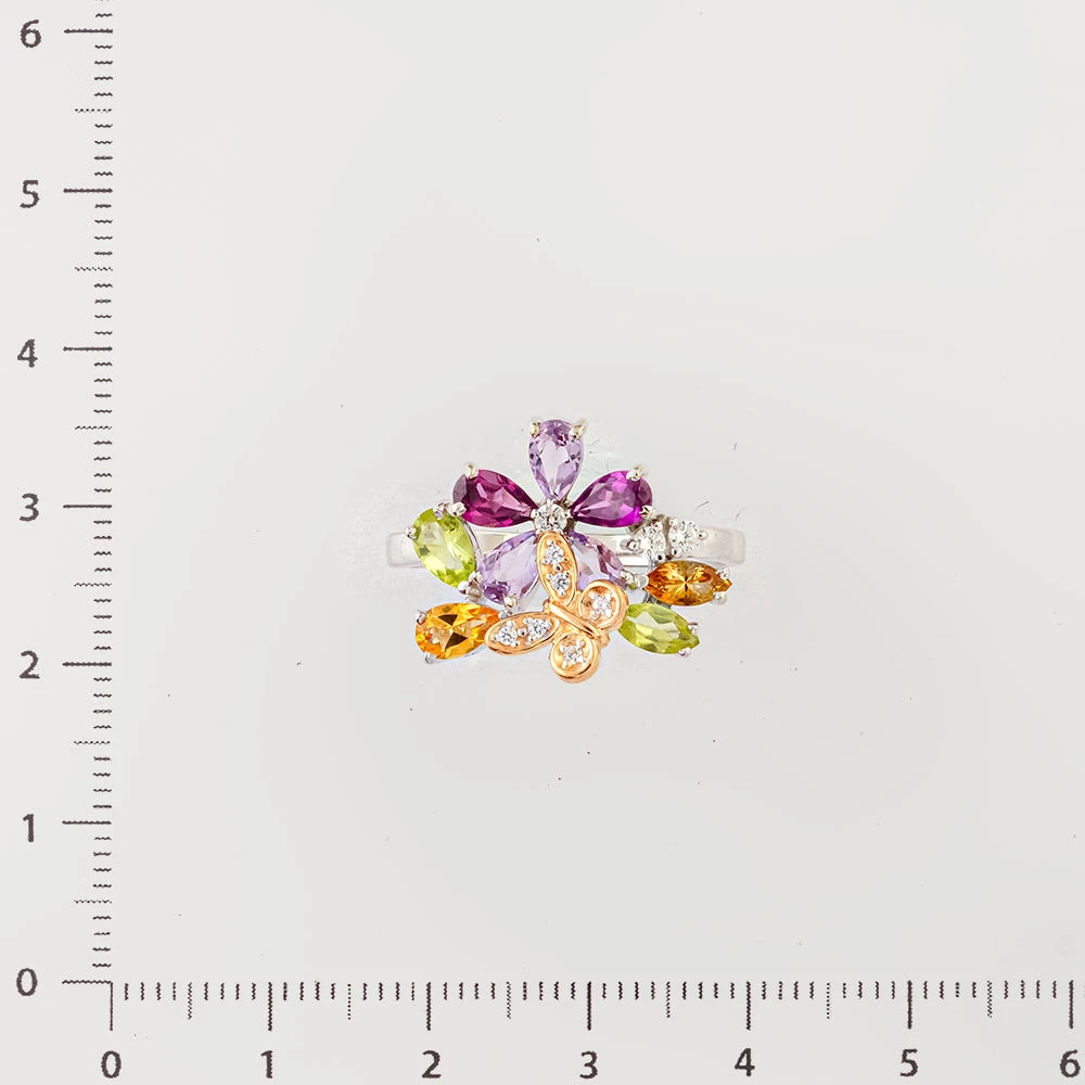 Кольцо с цитрином из белого золота 585 пробы