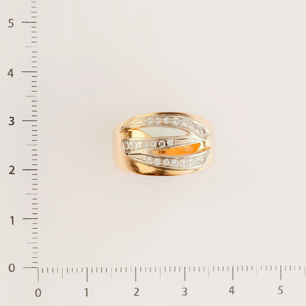 Кольцо с фианитом из красного золота 585 пробы