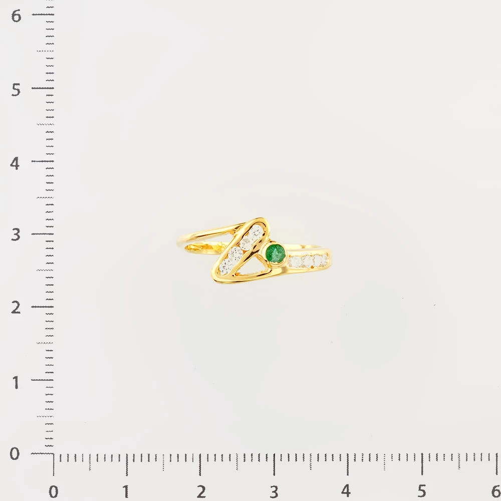 Кольцо с изумрудом из желтого золота 750 пробы