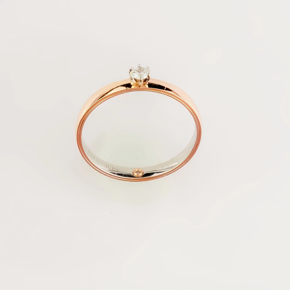 Кольцо с бриллиантом из красного золота 585 пробы