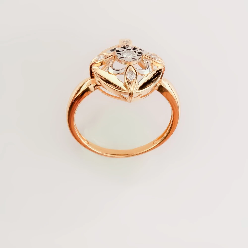 Кольцо с бриллиантом из красного золота 585 пробы