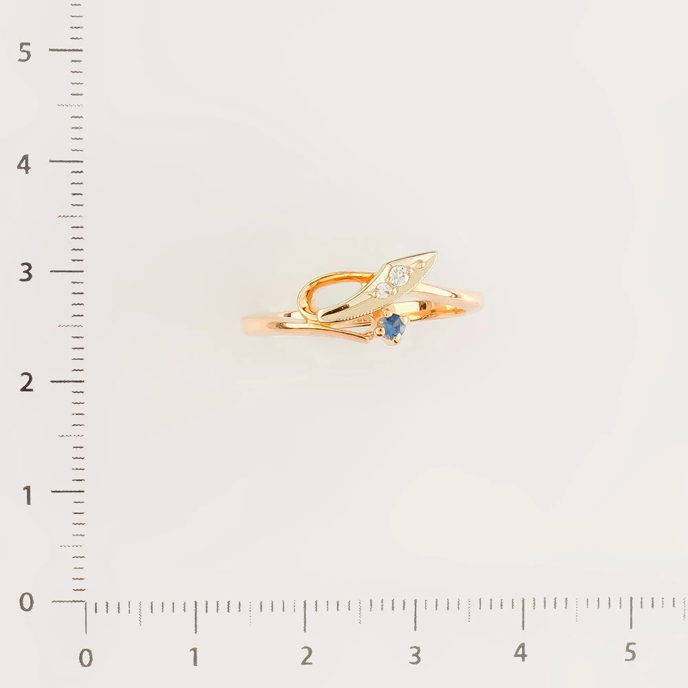 Кольцо с сапфиром из красного золота 585 пробы