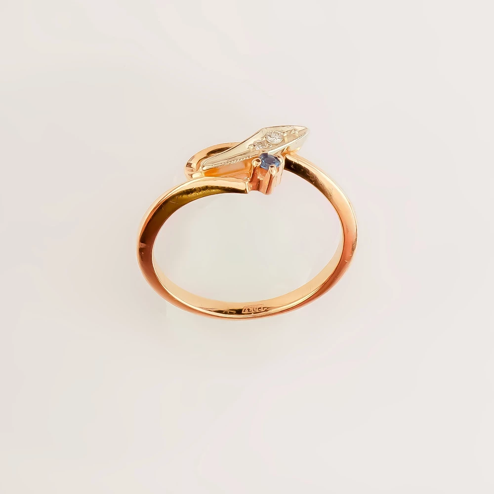 Кольцо с сапфиром из красного золота 585 пробы