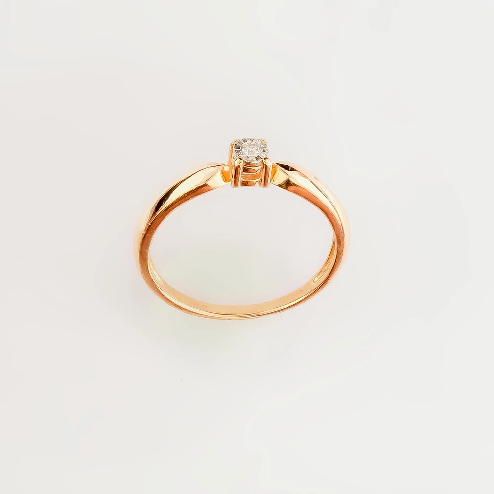 Кольцо с бриллиантом из красного золота 585 пробы