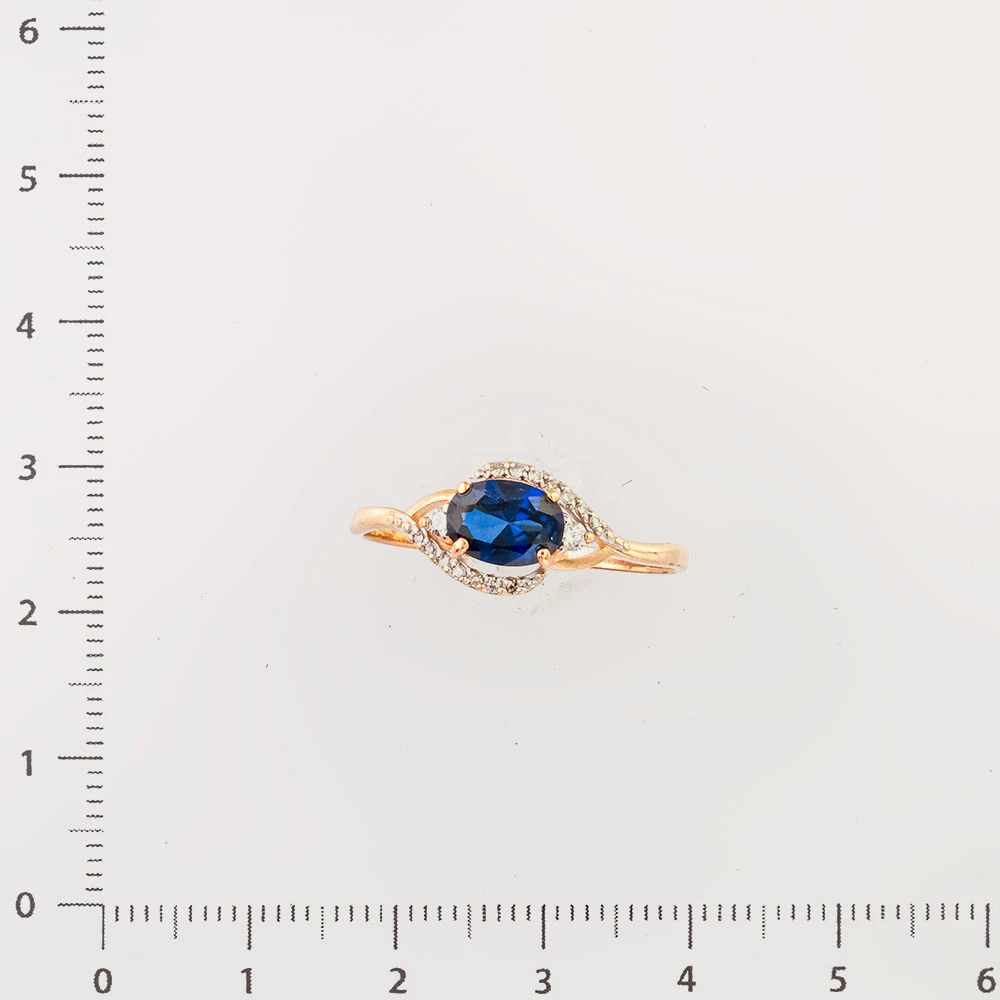 Кольцо с сапфиром синтетическим из красного золота 585 пробы