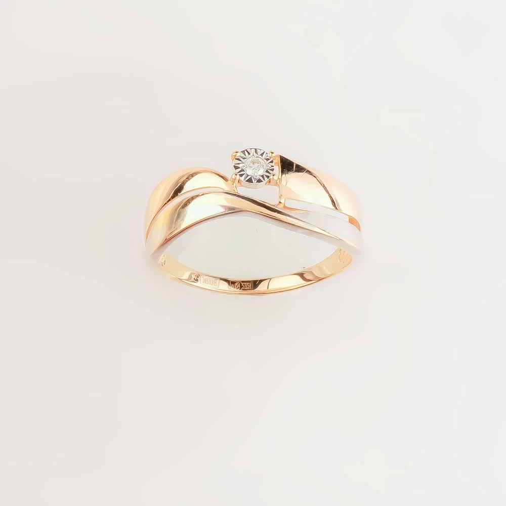 Кольцо с бриллиантом из красного золота 585 пробы