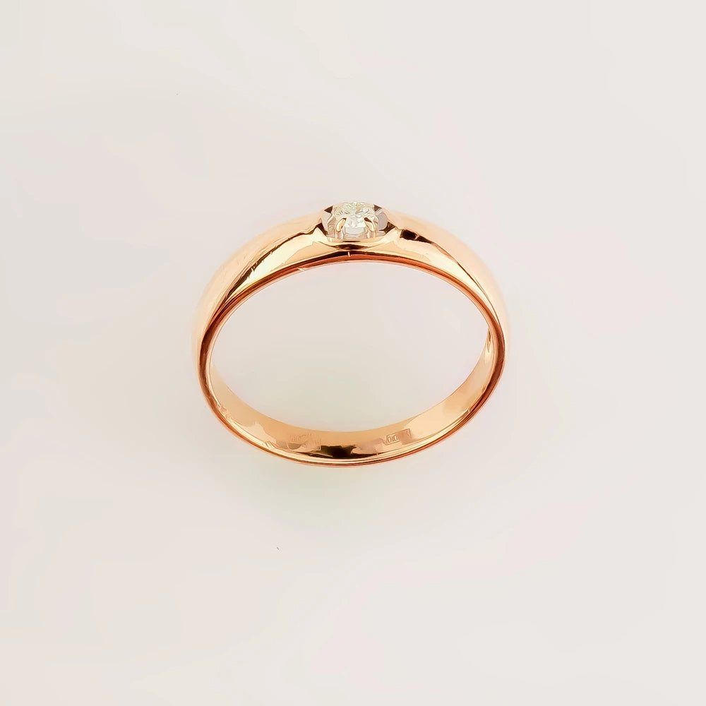 Кольцо с бриллиантом из красного золота 585 пробы