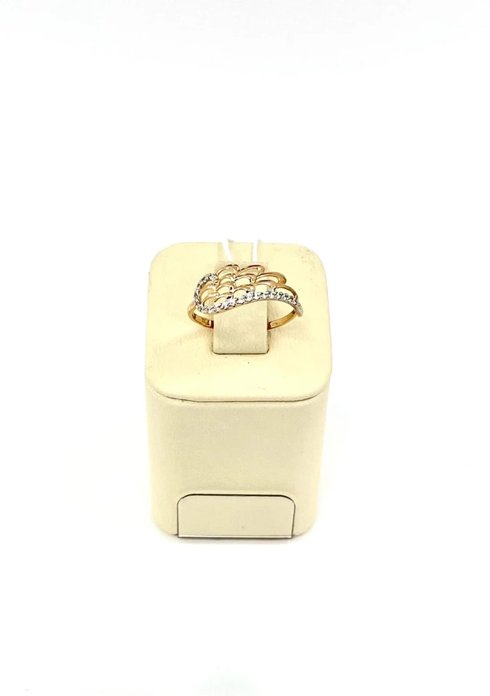 Кольцо с фианитом из красного золота 585 пробы