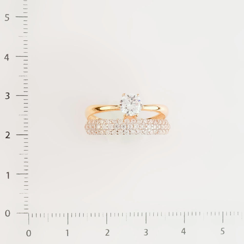 Кольцо с фианитом из красного золота 585 пробы