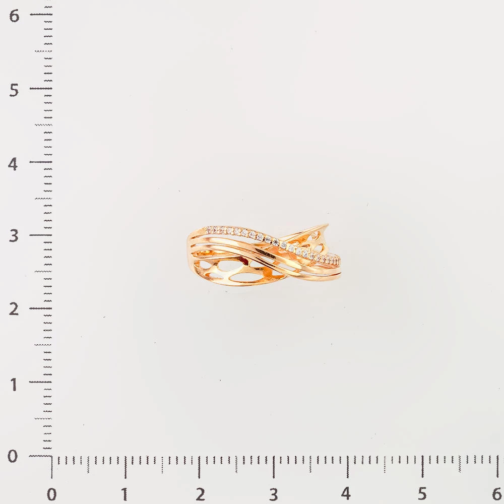 Кольцо с фианитом из красного золота 585 пробы