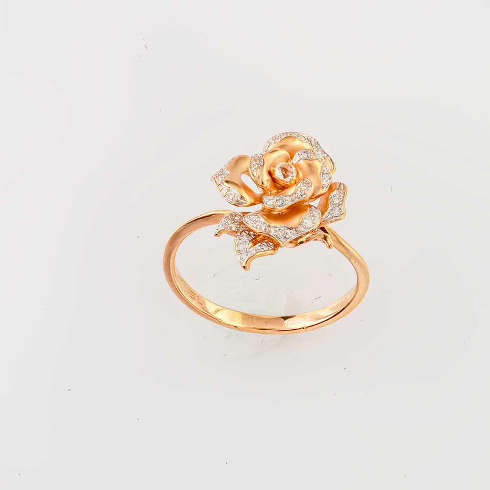 Кольцо с бриллиантом из красного золота 585 пробы